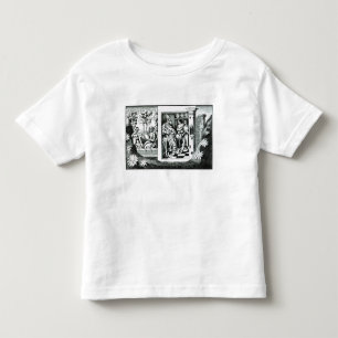 Den gamle bergsmannen ge beställningar till sin f t-shirt