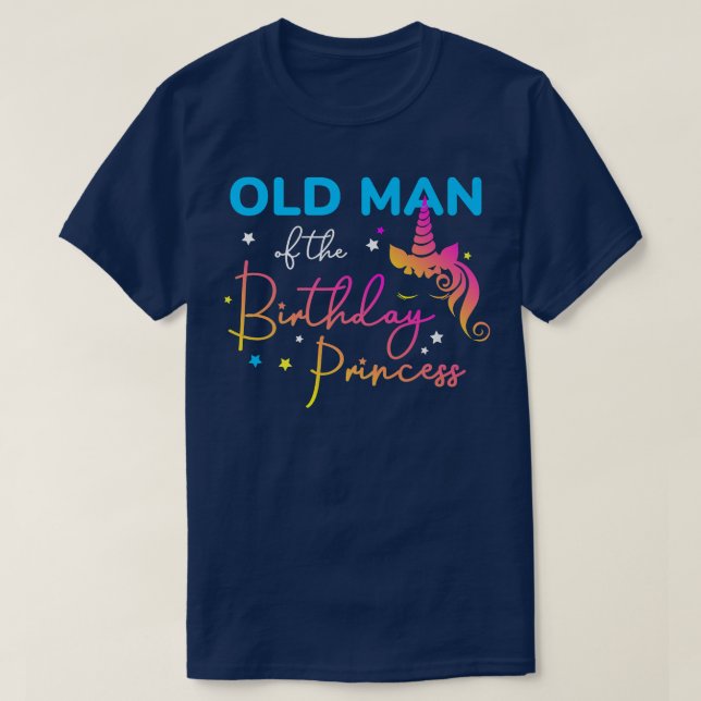 Den gamle prinsessan Bday Unicorn Fath T Shirt (Design framsida)