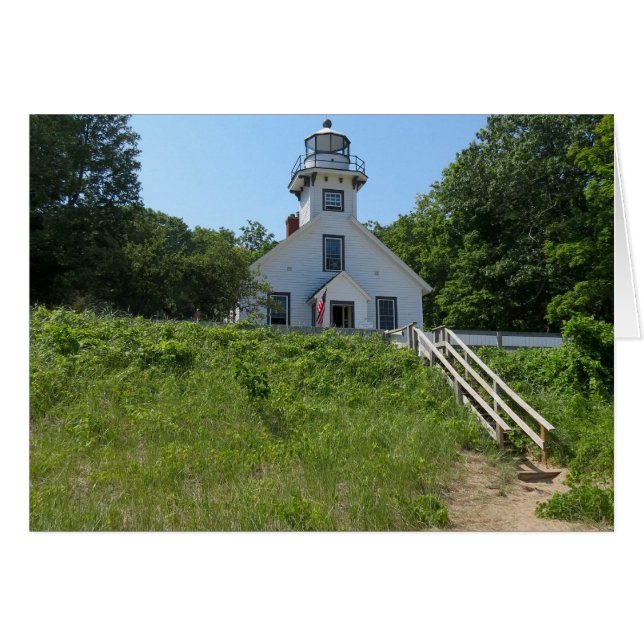 Den gammala beskickningen pekar fyren hälsningskort (Framsidan Horizontal)