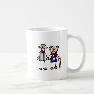 Den gammala bögen kopplar ihop kaffemugg