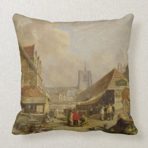 Den gammala Fishmarketen, Norwich, 1825 (olja på Kudde