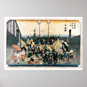 Den gammala japanen överbryggar Ukiyo-e Poster