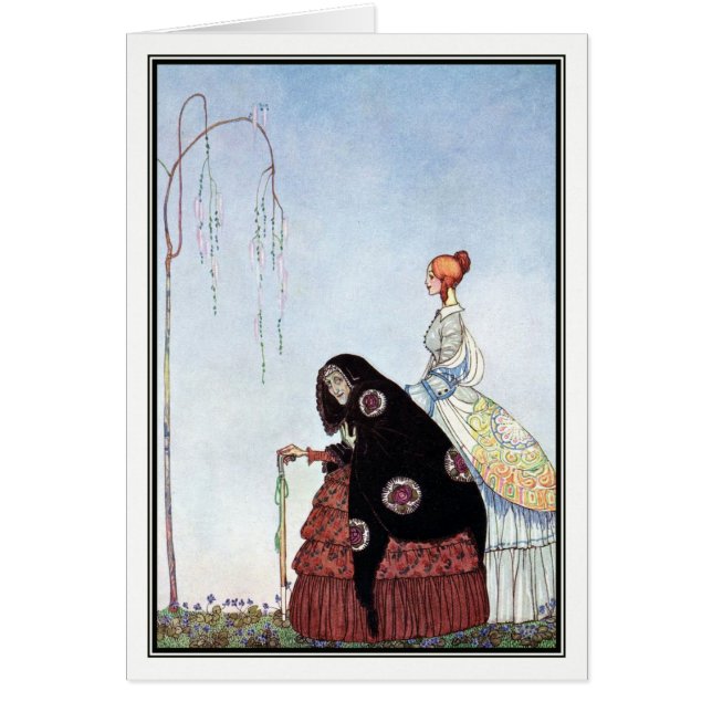 Den gammala kvinnan av Kay Nielsen Hälsningskort (Framsidan)