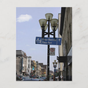 Den gammala Montreal gatan undertecknar vykortet Vykort