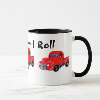 Den gammala röda lastbilen detta är hur jag rullar mugg