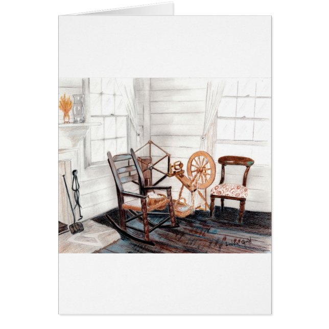 Den gammala snurret rullar hälsningskort (Framsidan)