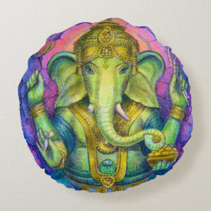 Den Ganesha elefantBuddha rundan kudder lycka till Rund Kudde