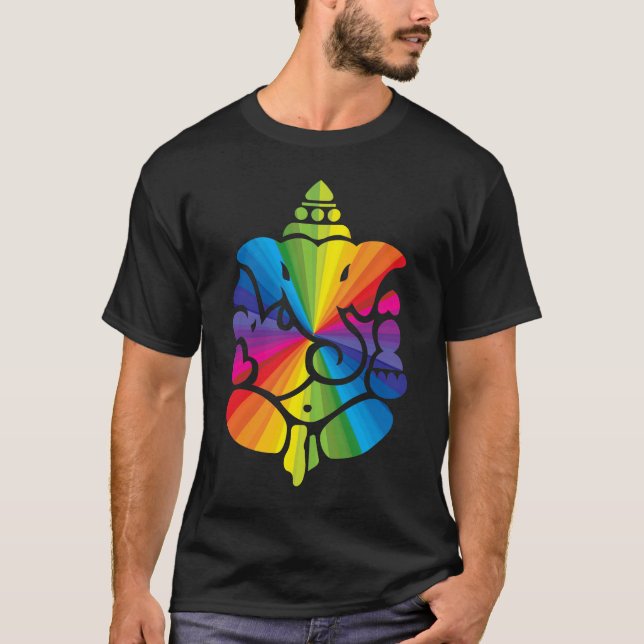 Den Ganesha regnbågen undertecknar T Shirt (Framsida)