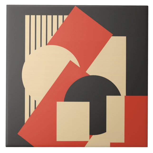 Den geometriska abstrakt art déco mosar-upp kakelplatta (Framsidan)