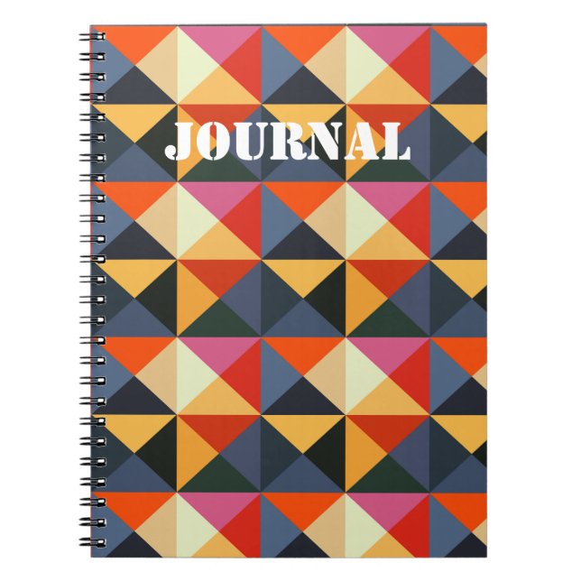 Den Geometriska Abstrakten Quilt Stil Journal bärb Anteckningsbok (Framsidan)