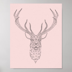 Den geometriska affischen för rosa kvarthjort - poster
