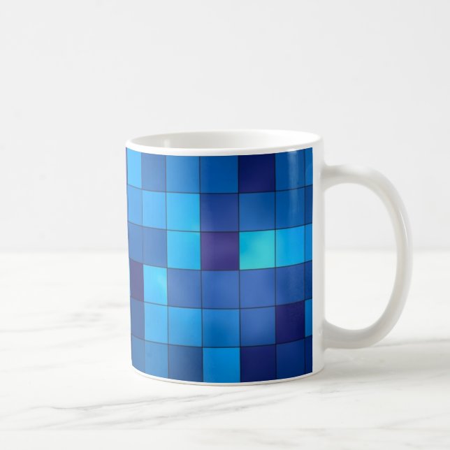 Den geometriska blått och marinen kvadrerar muggen kaffemugg (Höger)