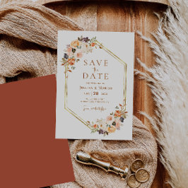 den geometriska blommigten för fall i ram spara da inbjudningar