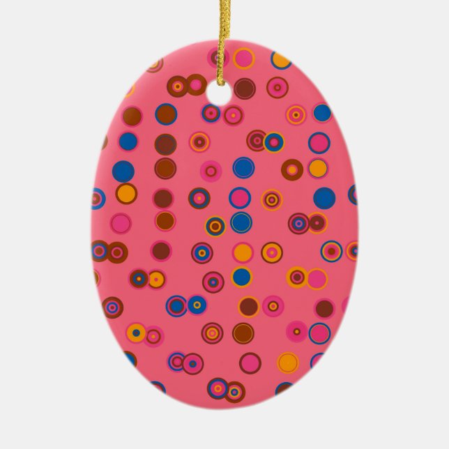Den geometriska cirkeln mönster i Rosa av korall Julgransprydnad Keramik (Framsidan)
