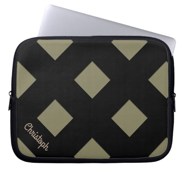 Den geometriska korsningen pastellsvart fodrar med laptop sleeve (Framsidan)