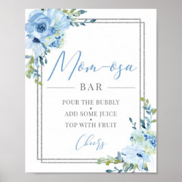 Den geometriska mamma-osa-pub-skylten för blå blom poster