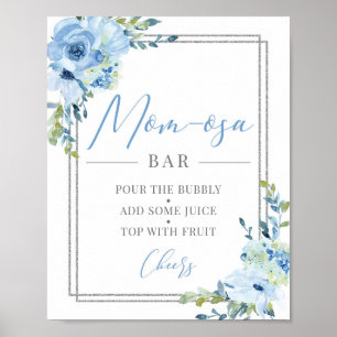 Den geometriska mamma-osa-pub-skylten för blå blom poster