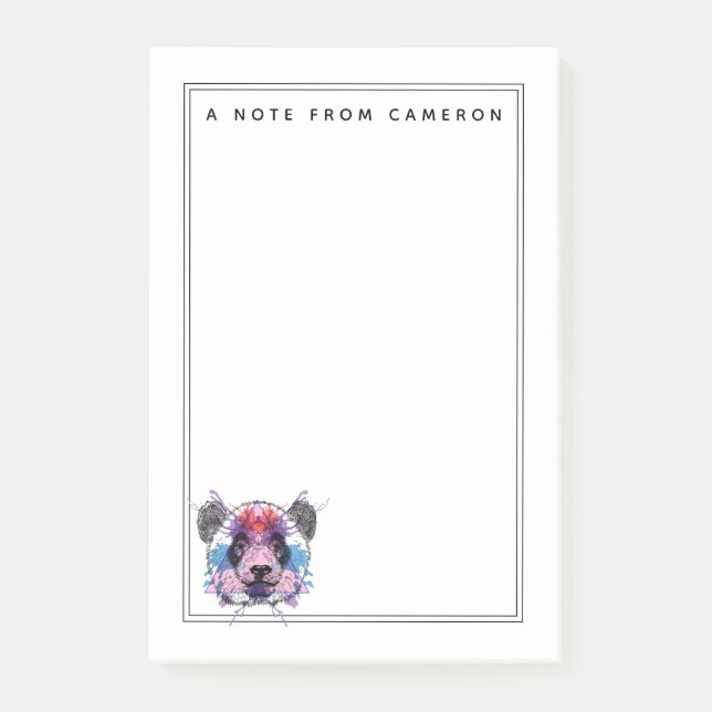 Den geometriska Pandabjörnen | tillfogar ditt namn Post-it Block (Framsida)