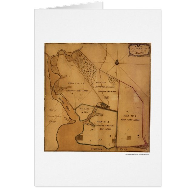 Den George Washington lantgården planerar kartan - Hälsningskort (Framsidan)