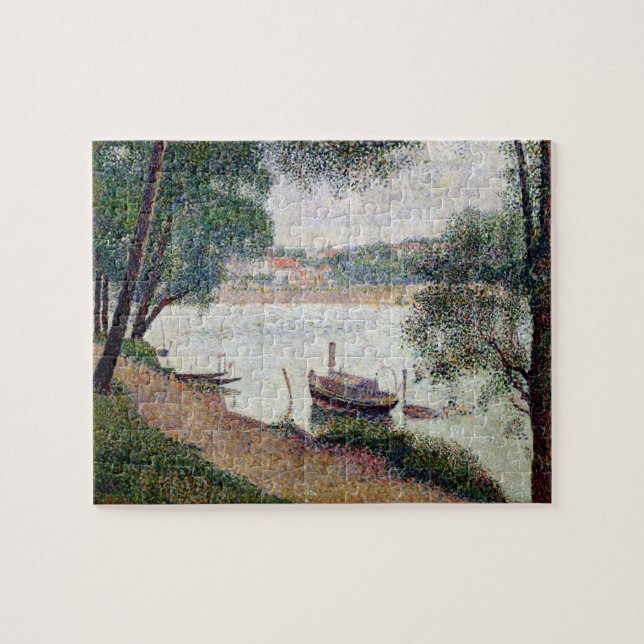 Den Georges Pierre Seurat | floden landskap med en Pussel (Horisontell)