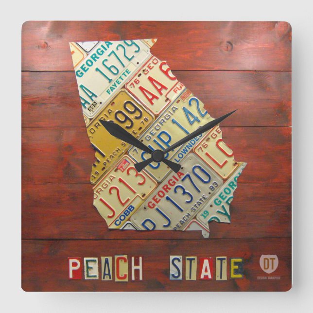 Den Georgia registreringsskyltkartan tar tid på Fyrkantig Klocka (Framsida)