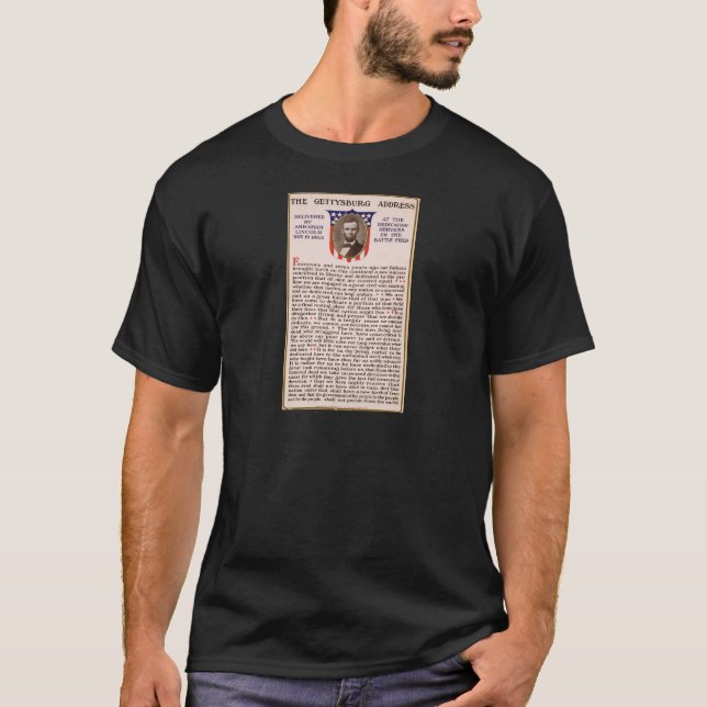 Den Gettysburg adressen vid Abraham Lincoln 1863 T-shirt (Framsida)