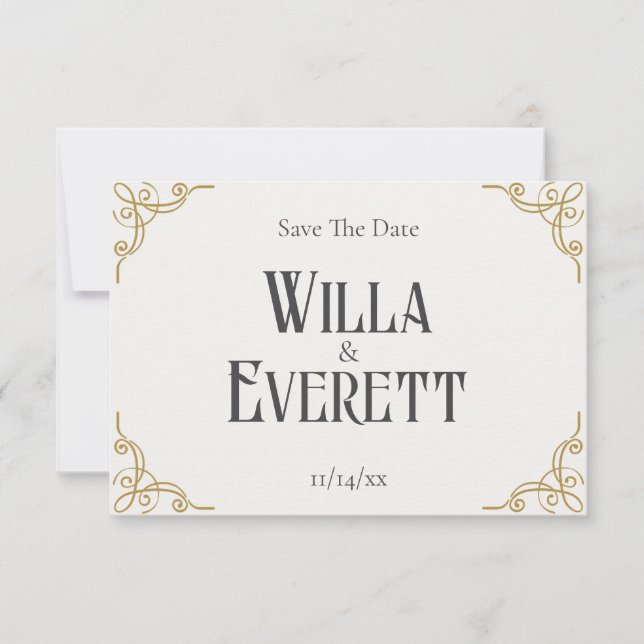 Den Gilded Garden Wedding Spara datumkortet Datumet (Framsida)