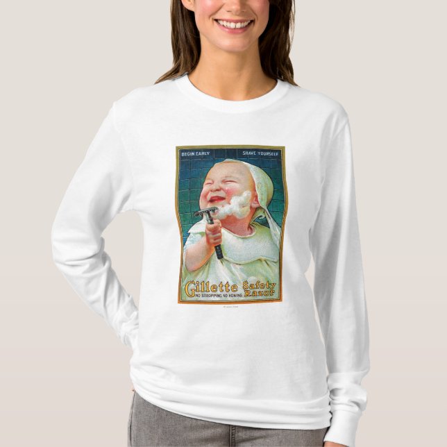 Den Gillette säkerhetsrakkniven - börja den tidiga T Shirt (Framsida)