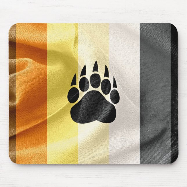 Den glada björnprideflagga och tassmusen vadderar musmatta (Framsidan)