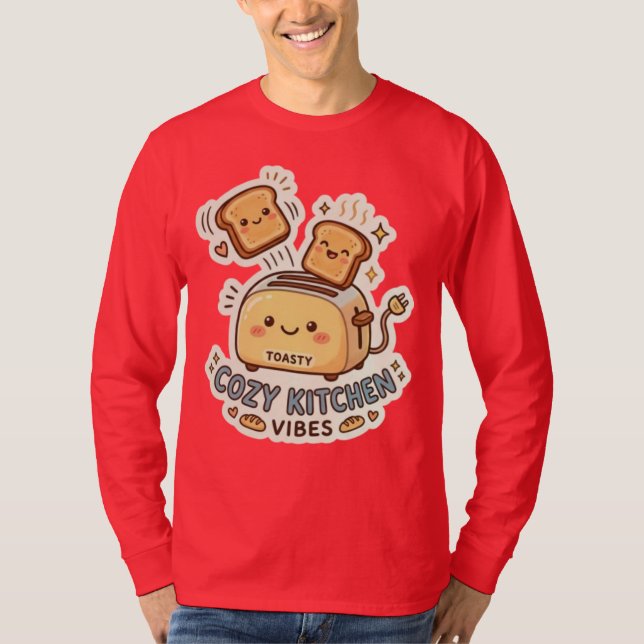 Den glada brödrosten | Excentrisk frukost-dekal-te T Shirt (Framsida)