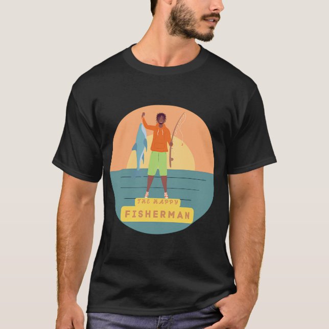 Den glada fiskaren  t shirt (Framsida)
