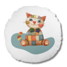 Den Glada Katten Färgglatt Lappverk Unik