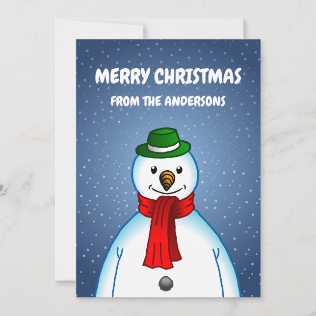 Den glada snömannen julkort (Framsida)