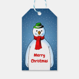 Den glada snömannen på julklappsbrickor presentetikett