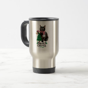 Den glada svarta katten firar jul resemugg