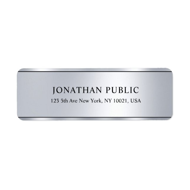 Den glamorösa metallen Silver ser modern Elegant Returadress Etikett (Framsidan)