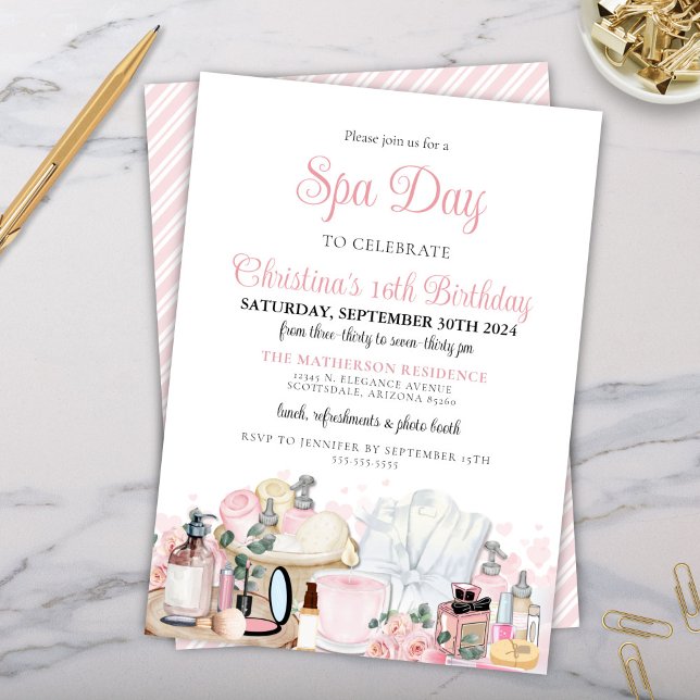 Den glamorösa sprejdagen Tonåring Tween Vuxen Möhi Inbjudningar (glamorous girls tween teen bridal birthday party invitation for makeup pamper me party)