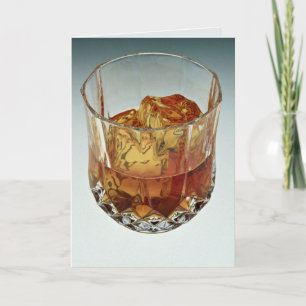 Den Glass tumbleren fyllde med scotch och iskuber Kort