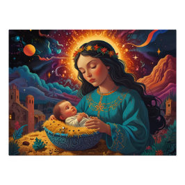 Den glatta julscenen i ljus fototryck