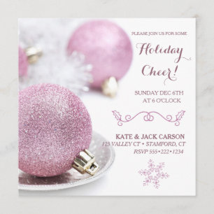 Den Glittery rosan smyckar modern jul Inbjudningar