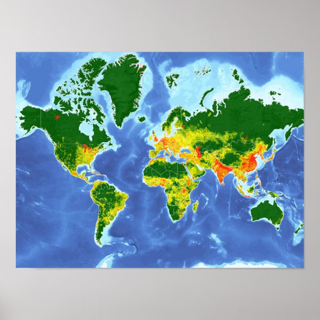 Den globala befolkningen i Karta Poster (Framsidan)