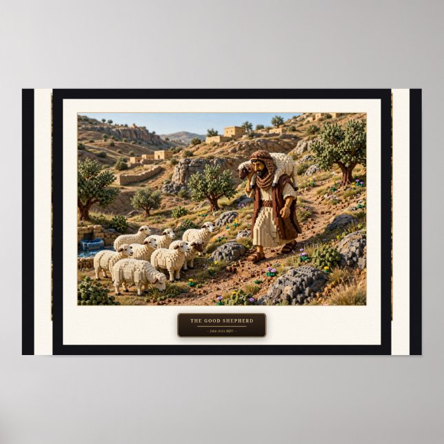 Den gode herden — Byggleksten Konst Poster (Framsidan)