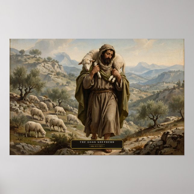 Den gode herden — Da Vinci-stil Poster (Framsidan)