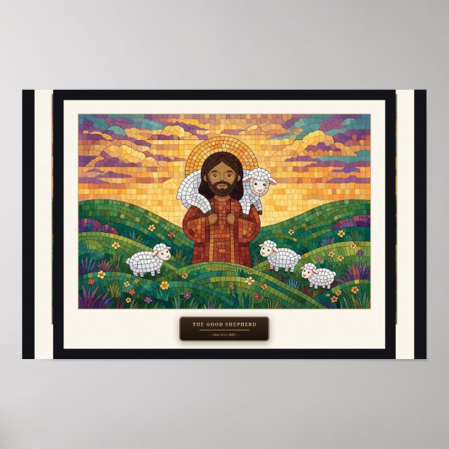 Den gode herden — kubmosaik poster (Framsidan)