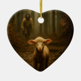 Den gode herden och det förlorade fåret julgransprydnad keramik