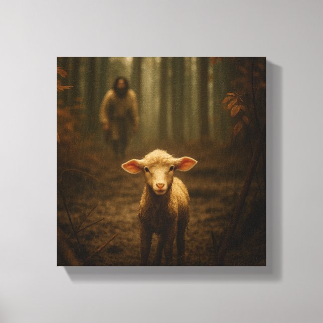 Den gode herden och det förlorade lammet – Jesus & Canvastryck (Framsida)