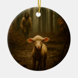 Den gode herden och det förlorade lammet – Jesus & Julgransprydnad Keramik