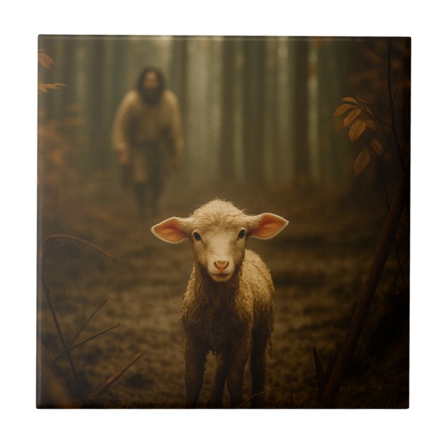 Den gode herden och det förlorade lammet – Jesus & Kakelplatta (Framsidan)