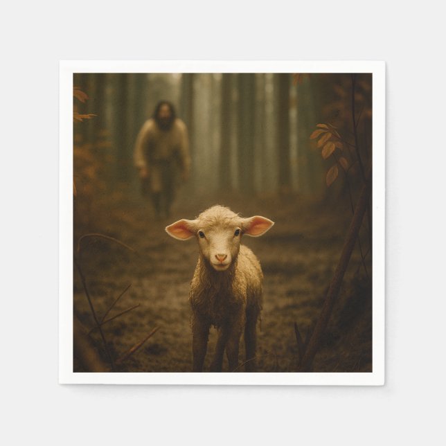 Den gode herden och det förlorade lammet – Jesus & Pappersservett (Framsidan)
