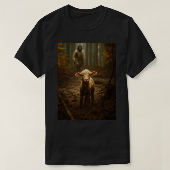Den gode herden och det förlorade lammet – Jesus & T Shirt (Design framsida)